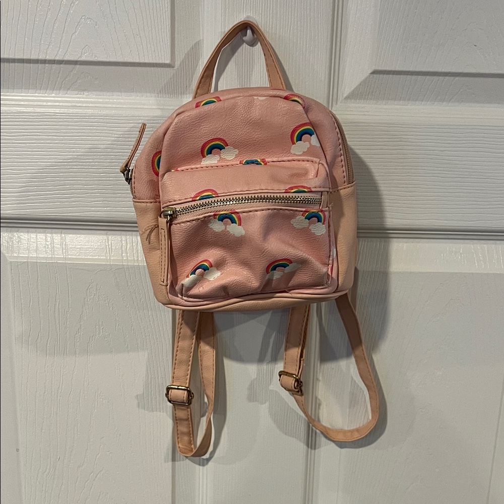 Pink Mini Backpack with Rainbow Design - Picture 2 of 10